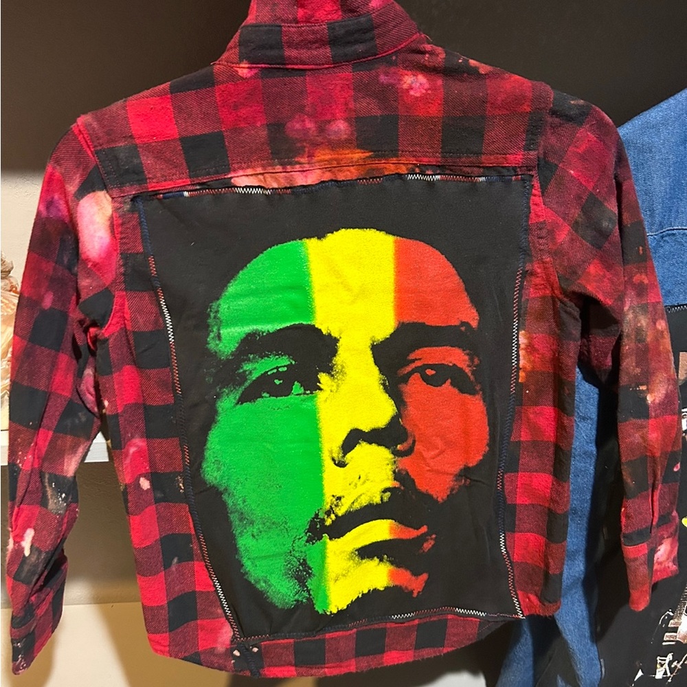 Bob Marley upcycled flannel, for the youth size 4T